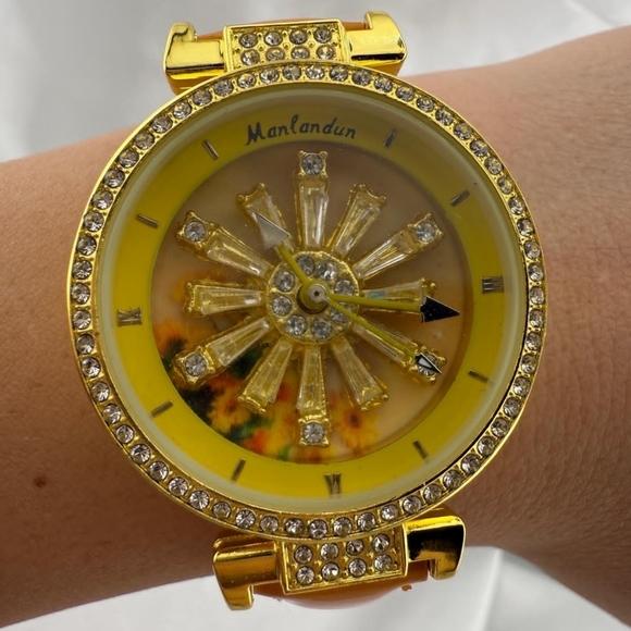 Luxury Anthropologie Gold and Yellow Sunburst Women\'s Watch main image 4